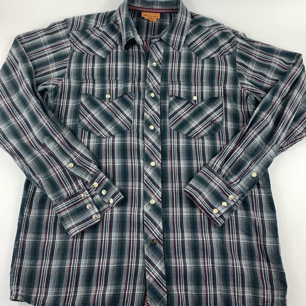 Ariat Vented Plaid Button Up Shirt Men's Size M